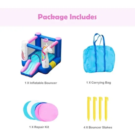 Costway Slide Bouncer Inflatable Jumping Castle Basketball Game Without Blower image {9}