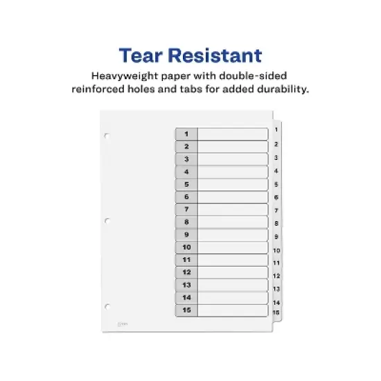 Avery Pre-Printed 15-Tab Numeric Dividers Customizable 11825 image {6}