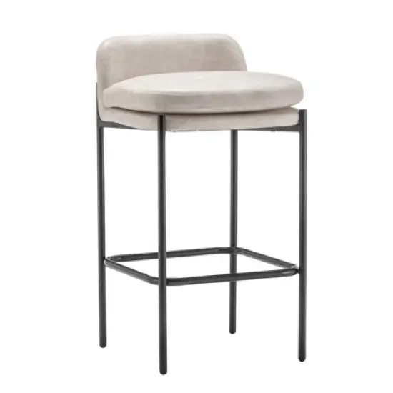 Modern Mid-Back Counter Height Barstool Faux Leather - WOVENBYRD image {2}