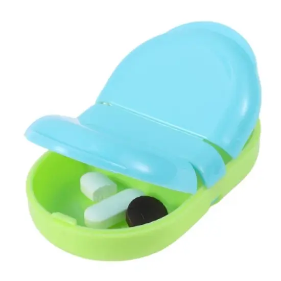 Unique Bargains Flip Up 2 Compartment Pill Case 1 Pc image {1}