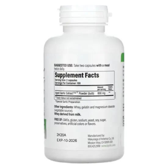 Kyolic Aged Garlic Extract, Cardiovascular Health, Original Formula 100, 200 Capsules (300 mg per Capsule) image {1}