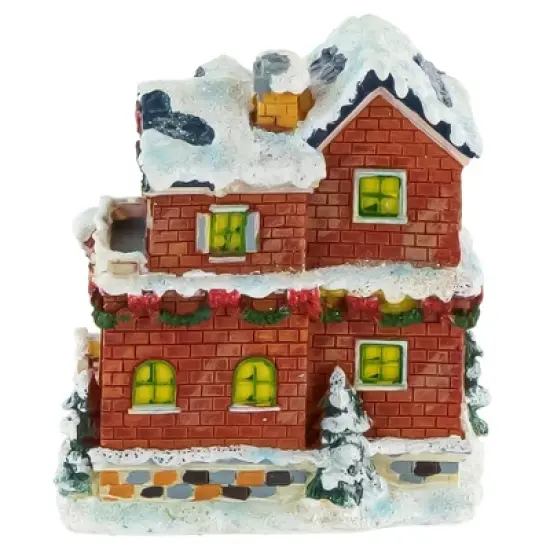 Northlight Two Story Snowy House with Garland and Wreaths Christmas Village Decoration - 4" image {3}