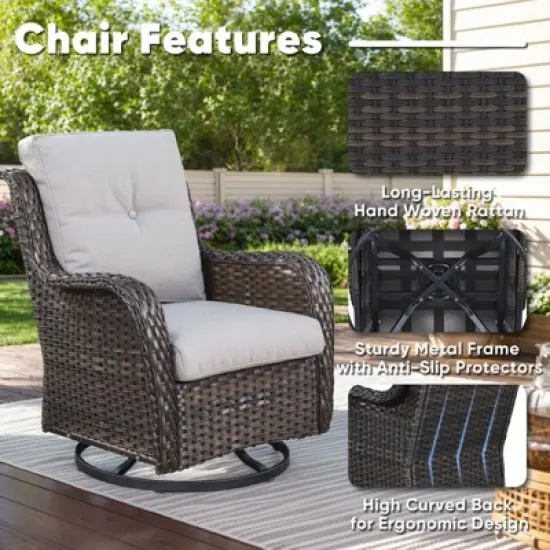 Gymojoy 6 Pieces Outdoor Sofa with Swivel Chairs Ottoman, Coffee Table, Patio Furniture Set image {6}