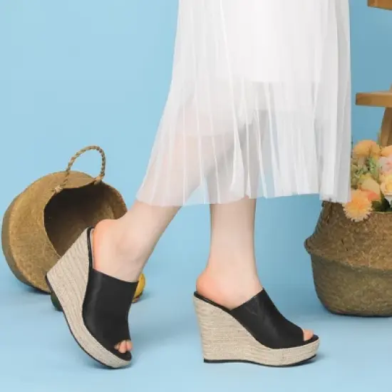 Perphy Open Toe Espadrille Wedge Heel Platform Slide Sandal for Women image {1}