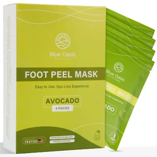 Blue Oasis Foot Peeling Mask - Exfoliating Foot Mask for Dry Cracked Feet, Avocado Cracked Heel Treatment, Moisturizing Foot Peel Mask, Luxury Foot image {6}