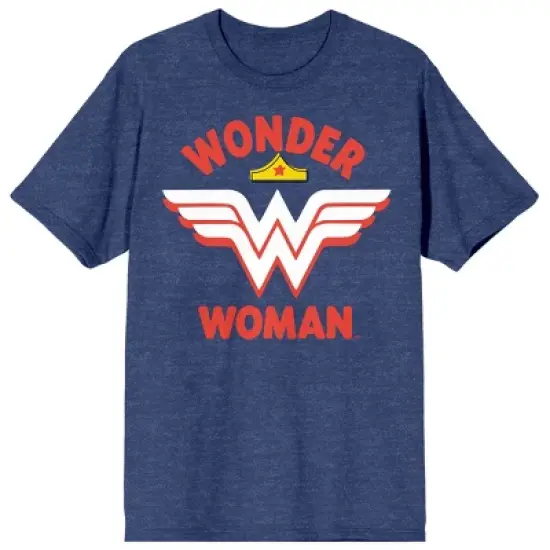 Wonder Woman Logo And Tiara Crew Neck Short Sleeve Navy Melange Women's T-shirt image {4}