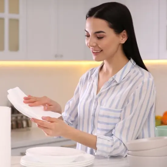 Hand-E Disposable Dry Wipes - Dry Disposable Wash Cloths for Seniors, Baby, Cleaning - No Additives - Cleansing Dry Washcloths - Packs of 50 image {2}