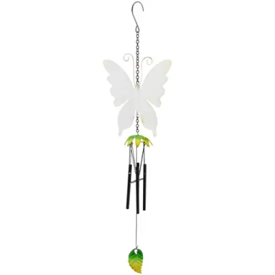 Northlight 15.75" Orange and Green Metal Butterfly Outdoor Garden Windchime image {4}