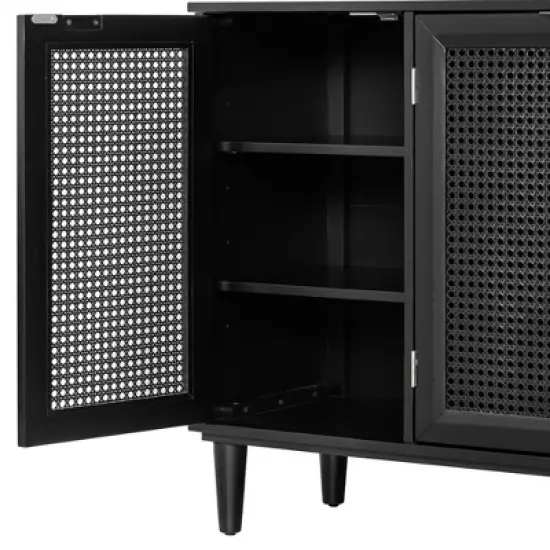 60" Generous Storage Sideboard With Faux Rattan Door - ModernLuxe image {10}