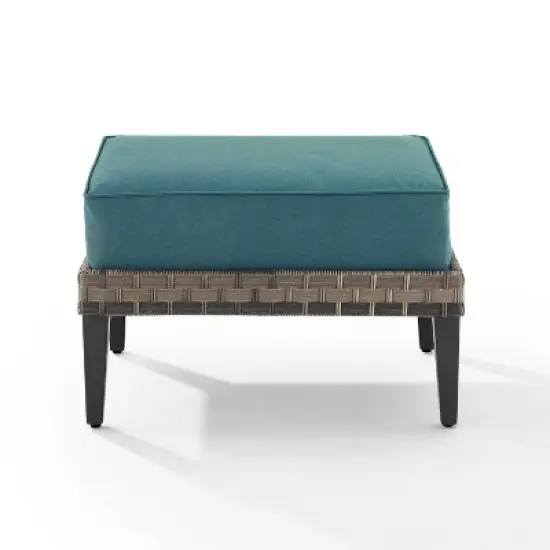 Prescott Outdoor Wicker Ottoman - Blue/Brown - Crosley image {5}