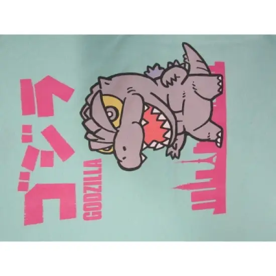 Chibi Godzilla with Kanji Celadon Short Sleeve T-Shirt image {1}