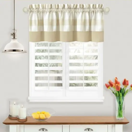 Kate Aurora Modern Farmhouse Buffalo Plaid Checkered Rod Pocket Window Valance image {6}