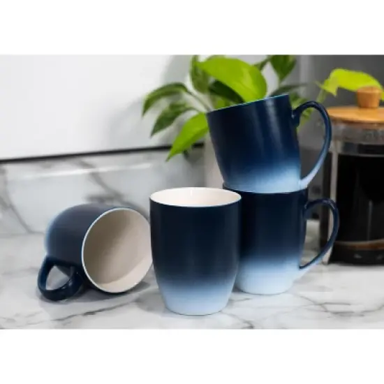 Elanze Designs Romantic Floral Valentines Coffee Cup Mug 12 Ounce Ceramic With Ombre Gradient Love You More Arrow Heart and Rose Navy Blue and White image {4}
