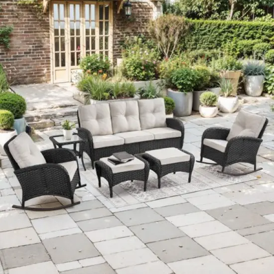 Gymojoy Outdoor Sofa Rocking Chair Side Table with Ottomans Patio Funiture image {13}
