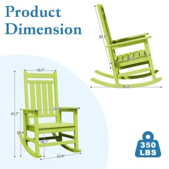 Hyleory HDPE Modern Resin Outdoor Rocking Chair, Patio Adirondack Chair for All Seasons image {3}