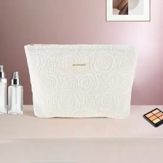 Unique Bargains Portable Embossment Rose Makeup Bag 1 Pc image {4}