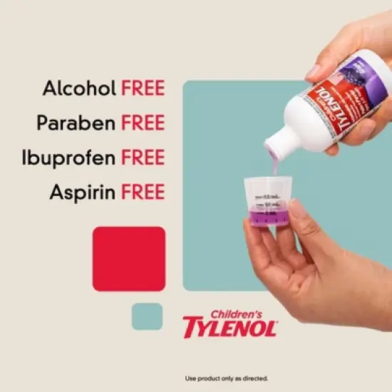 Children's Tylenol Pain + Fever Relief Liquid - Acetaminophen - Grape - 4 fl oz image {3}