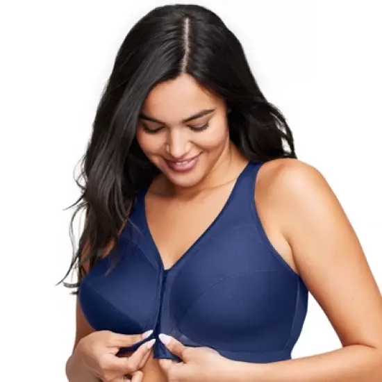 Glamorise Womens MagicLift Front-Closure Posture Back Wirefree Bra 1265 Blue image {2}