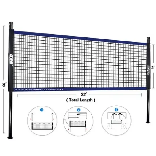 GSE Badminton/Volleyball Combo Set with Net, Volleyball with Pump, 4 Badminton Rackets, 3 Shuttlecocks & Carrying Bag (Portable/Professional) image {1}
