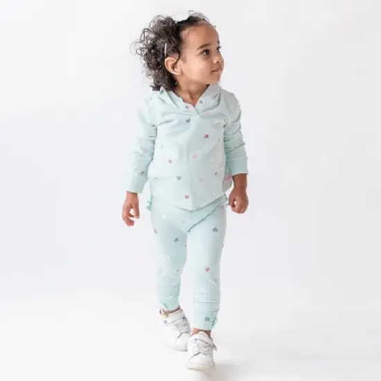 RuffleButts Sweet Hearts Knit Ruched Bow Leggings image {2}