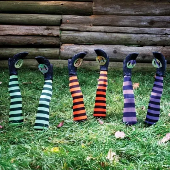 Fun World Witch Legs Yard Stakes Green/Black Halloween D&eacute;cor image {2}