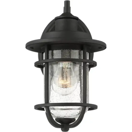 John Timberland Markham Modern Nautical Outdoor Wall Light Fixtures Set of 2 Textured Black 10 1/2" Clear Seedy Glass for Post Exterior Barn Deck Home image {4}