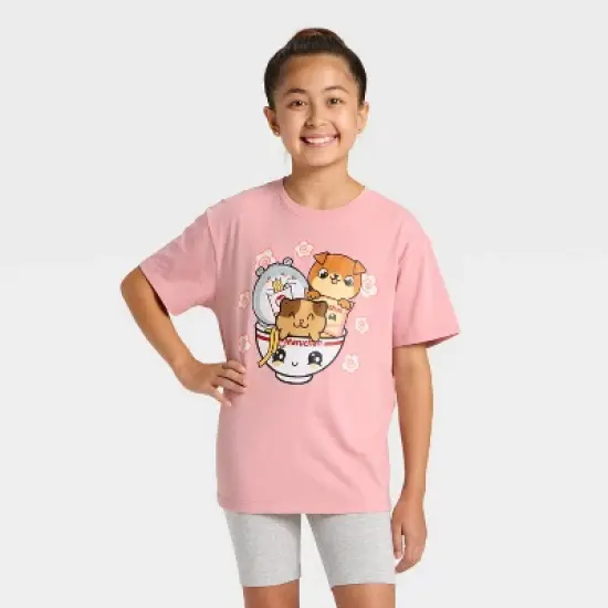 Girls' Maruchan Ramen Pets Oversized Short Sleeve Graphic T-Shirt - Mauve image {4}