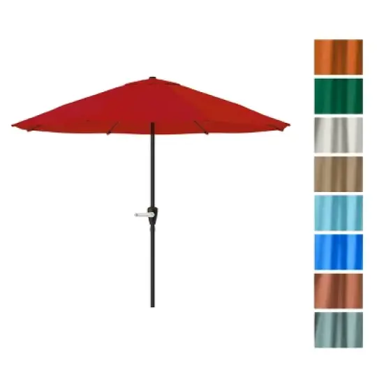 Nature Spring Steel Patio Umbrella for Table - Great for Deck, Balcony, Porch, Backyard, or Poolside - 9', Red image {2}