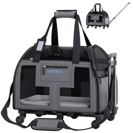 Katziela Airline Compliant Wheeled Pet Carrier With Top Loader image {10}