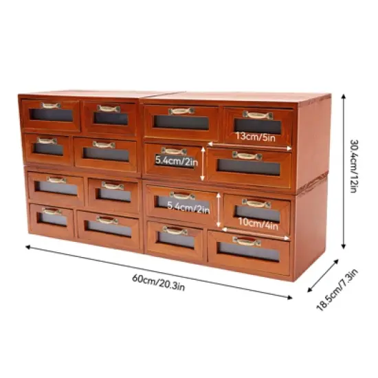 YIYIBYUS Wooden Storage Box With 16 Drawers, Desktop Storage Drawer Organizer image {3}
