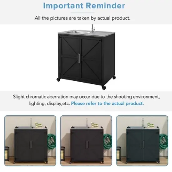 Whisen Outdoor Modular Kitchen Sink with Cabinet - Matte Black image {5}