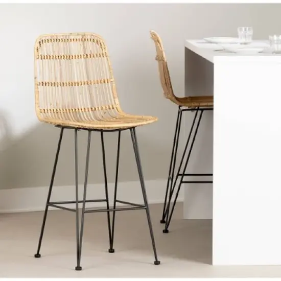 2pk Stool Balka Rattan Counter Height Barstool Rattan/Black - South Shore image {1}