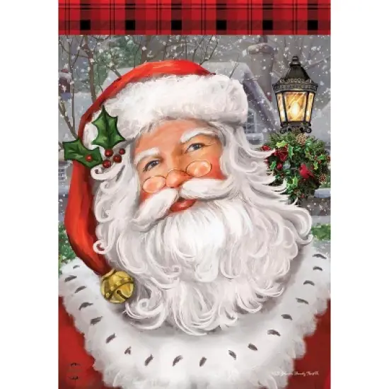 Checkered Santa Christmas Garden Flag Lamp Post 18" x 12.5" Briarwood Lane image {4}