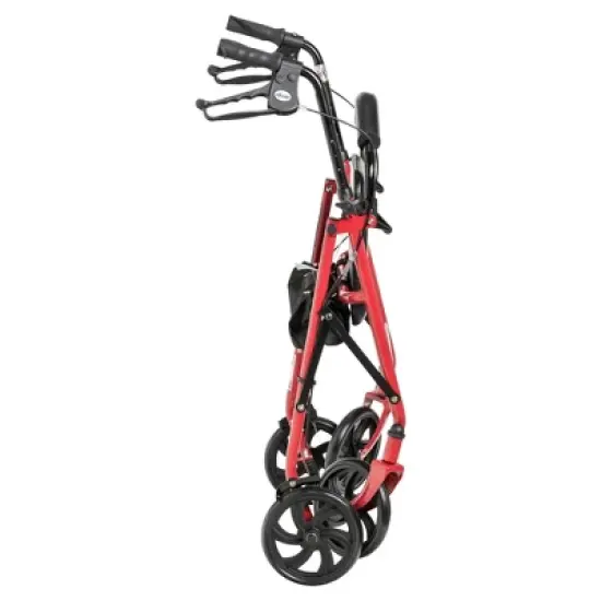 Drive Medical 4-Wheel Rollator - Fold-Up Removable Back, Adjustable Seat Height - Red image {7}