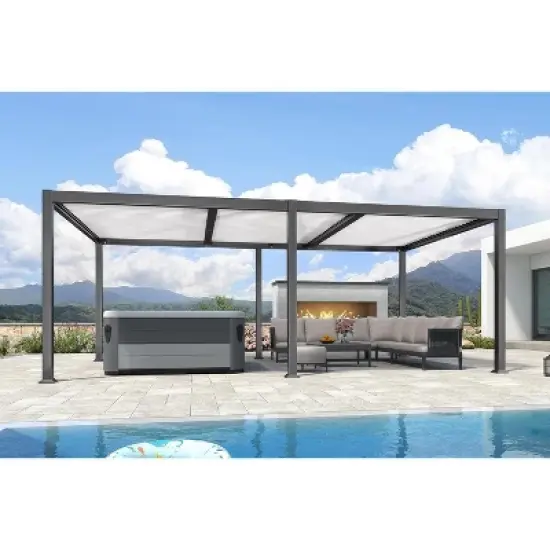 PURPLE LEAF Louvered Pergola Outdoor Aluminum Pergola with White Adjustable Rainproof Roof Grey Frame Hardtop Gazebo for Patio Deck Garden image {14}