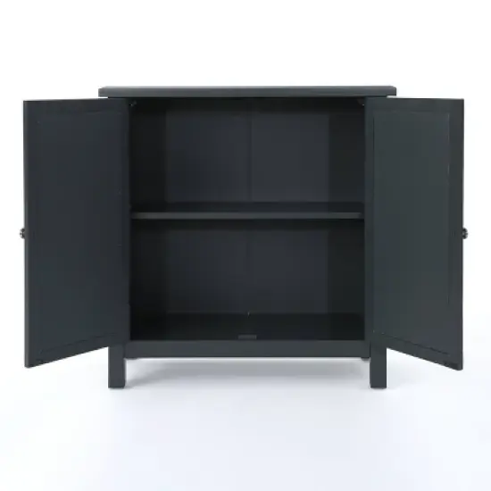 Melora Fir Wood Cabinet with Mirrored Doors Charcoal Gray - Christopher Knight Home image {4}