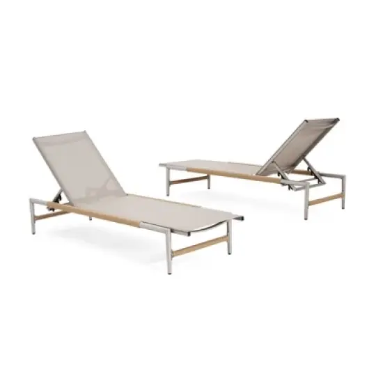 Outdoor Patio Aluminum Chaise Lounge, Aluminum Frame Chaise Lounge with Breathable Mesh Seat, Patio Chaise Lounge with Rope-Wrapped Rounded Legs-Koiai image {2}