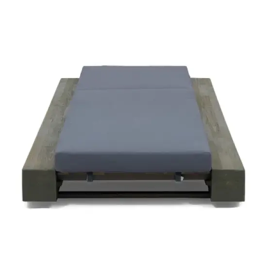 GDFStudio Alhambra Outdoor Acacia Wood Armless Adjustable Chaise Lounges with Cushion (Set of 2) image {3}