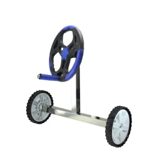 Pool Central Reel System with Stainless Steel Frame for 3'' Tubes for In-Ground Pool Covers 21" - Black/Gray image {1}