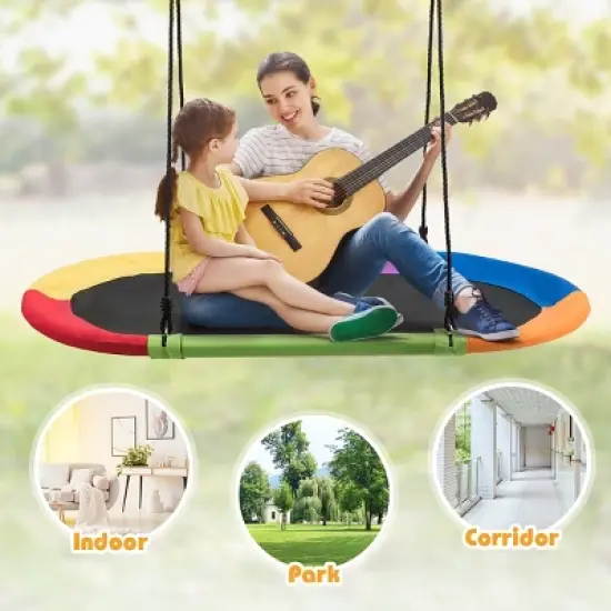 Infans 60" Saucer Tree Swing Surf Kids Outdoor Adjustable Giant Oval Platform Swing Set image {5}