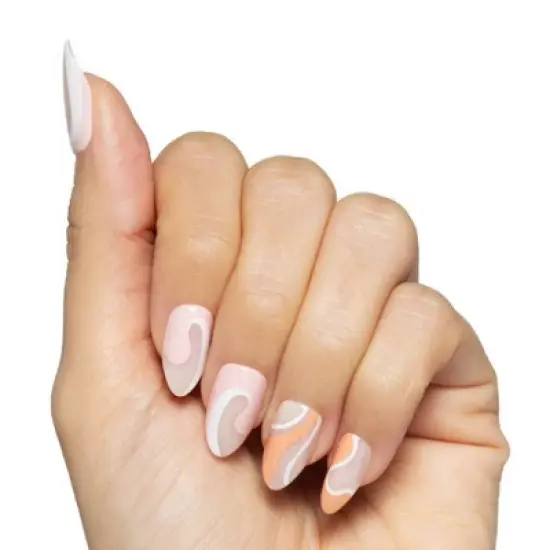 Olive & June Press-On Fake Nails - M Almond - Pink Swirl Mixed Pack - 42ct image {1}