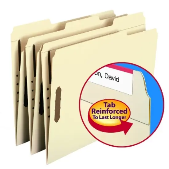 Smead Fastener File Folder, 2 Fasteners, Reinforced 1/3-Cut Tab, Letter Size, Manila, 12 per Pack (11537) image {2}