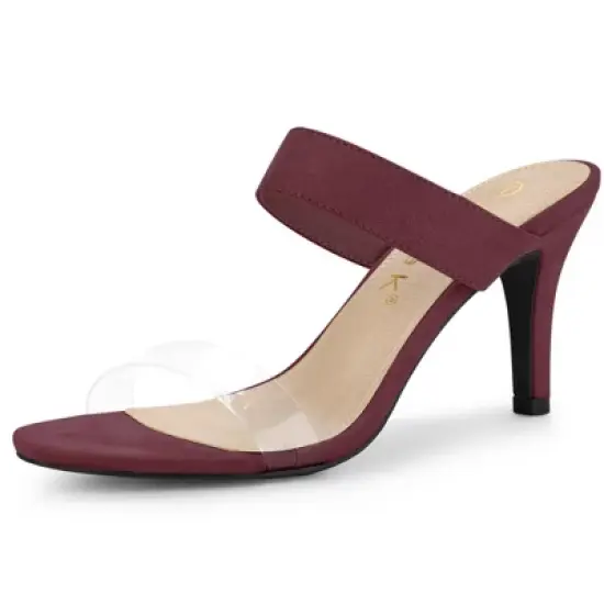 Allegra K Women's Clear Strap Stiletto Heel Slides Sandals image {10}