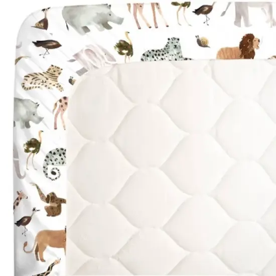 NoJo Watercolor Jungle Friends Crib Sheet image {3}