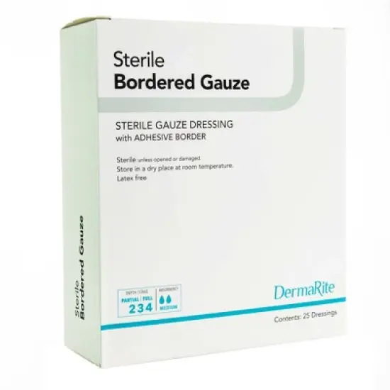 DermaRite Bordered Gauze Adhesive Wound Dressing image {9}