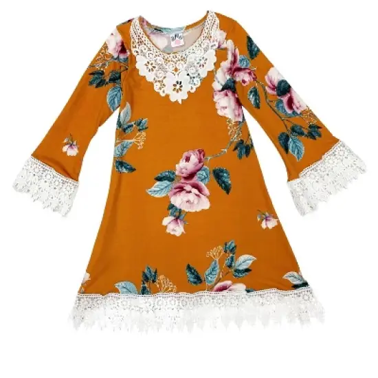 Girls Sweet Cinnamon Floral Crochet Dress - Mia Belle Girls image {1}