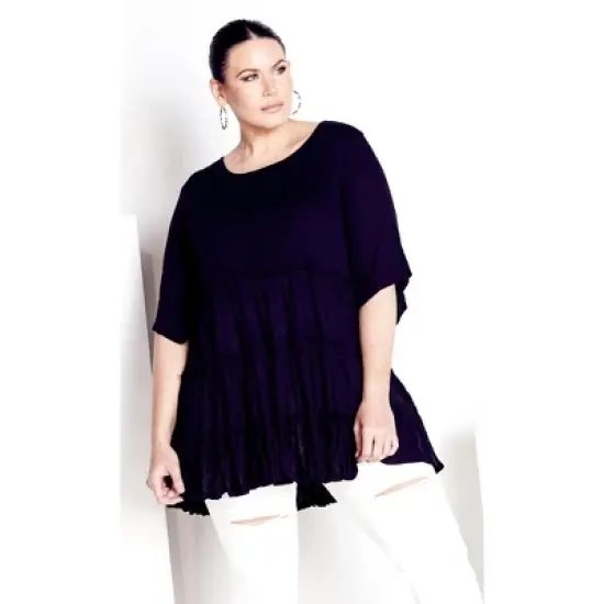 Women's Plus Size Tier Crush Tunic - black | AVENUE image {3}