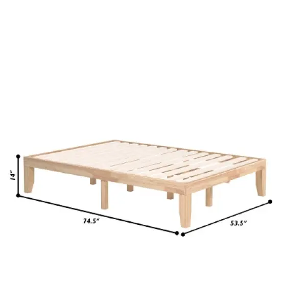 Costway Full Size 14'' Wooden Bed Frame Mattress Platform Wood Slats Support EspressoNatural image {1}