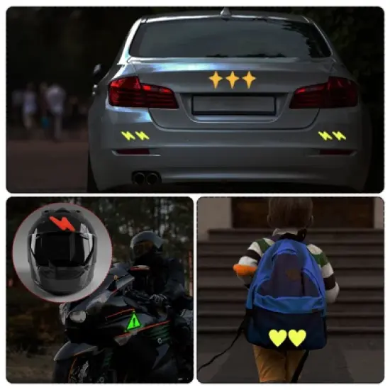 Unique Bargains Waterproof High-Visibility Warning Adhesive Reflective Heart Stickers 1.61" x 1.57" 12 Pcs image {4}