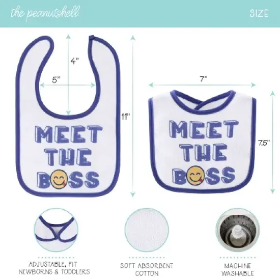 The Peanutshell Terry Baby Bib Set for Boys, 10-Pack, Feeding, Teething, Drooling, Oh Boy! image {4}